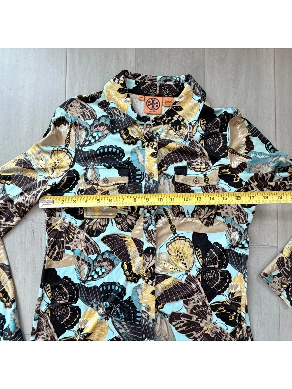 Tory Burch Silk Button-Up Shirt with Butterfly Print Size M